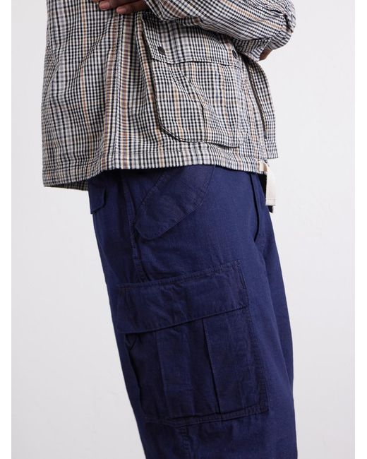 Beams Plus Blue Straight-Leg Cotton-Ripstop Cargo Shorts for men