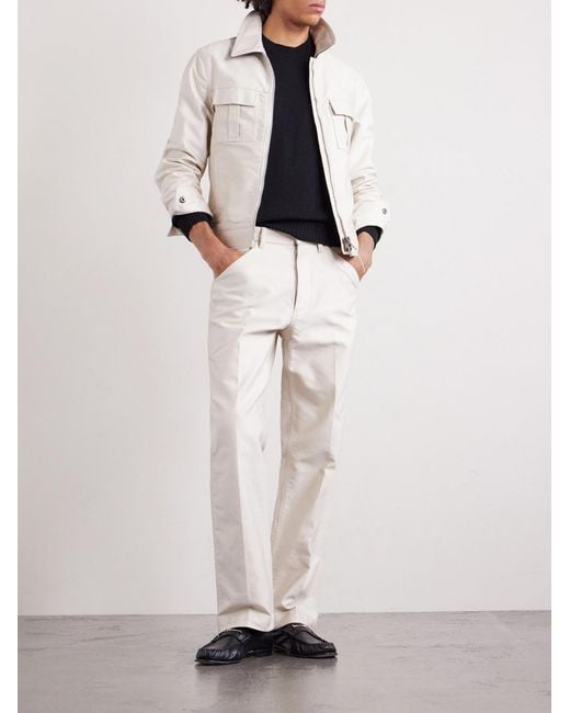 Tom Ford White Slim-Fit Cotton-Satin Blouson Jacket for men