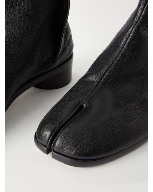 Maison Margiela Black Tabi Split-Toe Full-Grain Leather Boots for men