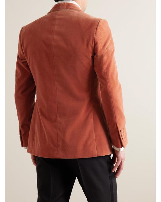 Kingsman Red Shawl-collar Cotton-velvet Tuxedo Jacket for men