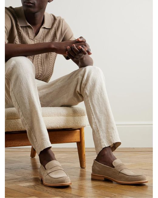 Mr P. Natural Scott Suede Penny Loafers for men