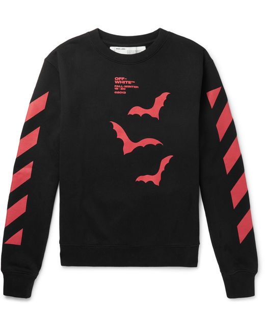 Off-White c/o Virgil Abloh Black Bats-print Diagonal Stripe Sweatshirt for men