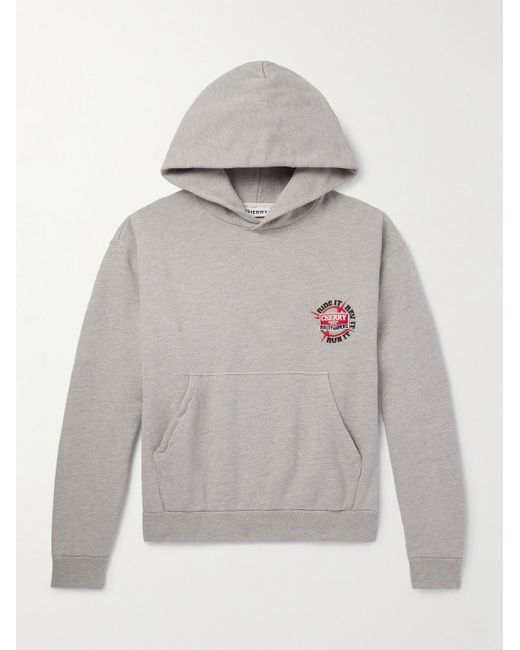 CHERRY LA Gray Logo-embroidered Cotton-jersey Hoodie for men