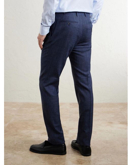 Canali Blue Travel Straight-Leg Wool, Silk And Linen-Blend Suit Trousers for men