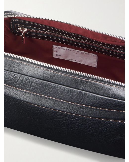 Brunello Cucinelli Black Leather Wash Bag for men