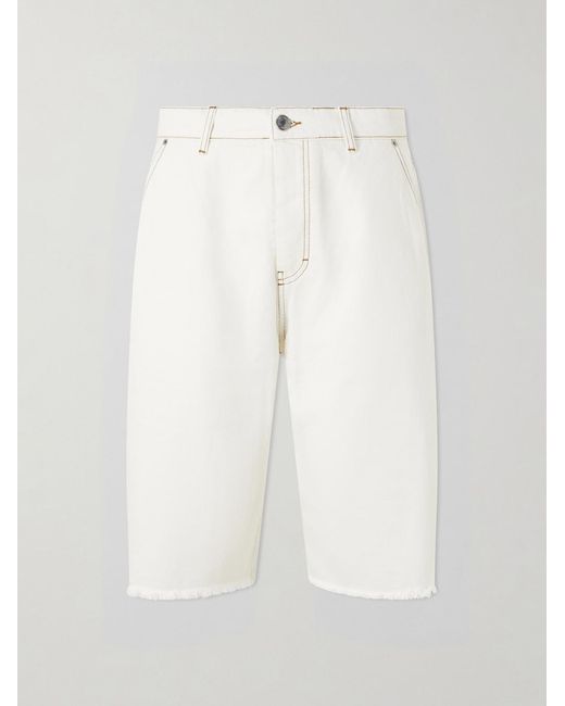 AMI White Wide-Leg Denim Shorts for men