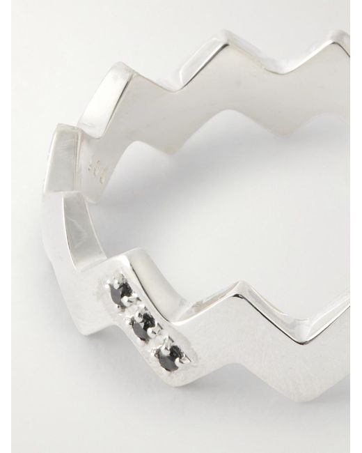 Mikia White Snake Sterling Diamond Ring for men