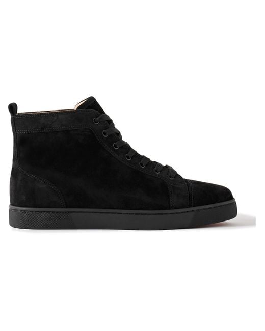 Christian Louboutin Black Louis Logo-embellished Suede High-top Sneakers for men