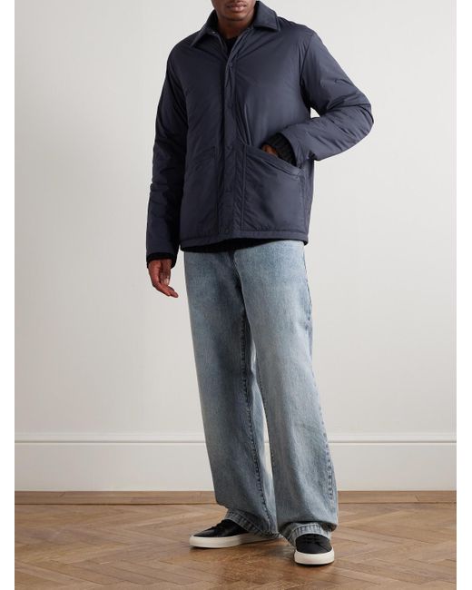 Herno Blue Padded Cotton Corduroy-Trimmed Shell Jacket for men