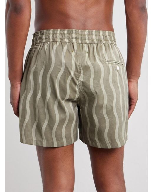 Frescobol Carioca White Rio Straight-Leg Mid-Length Printed Linen-Blend Swim Shorts for men