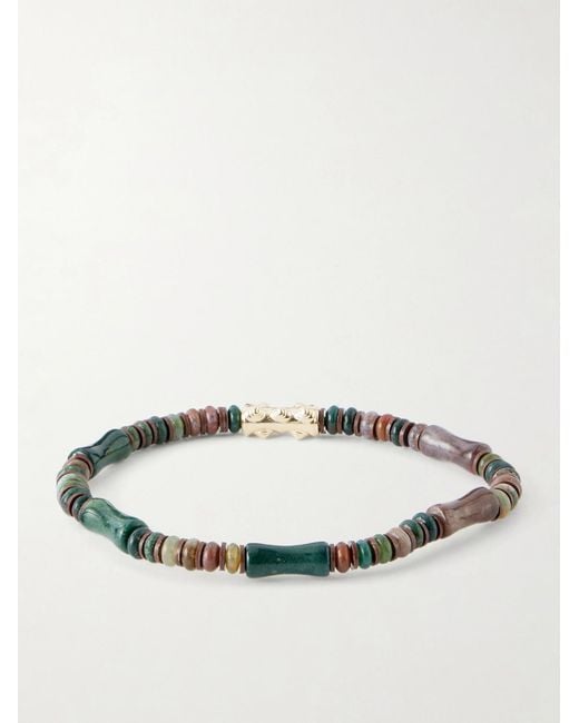 Luis Morais Natural 14-Karat Agate Beaded Bracelet for men