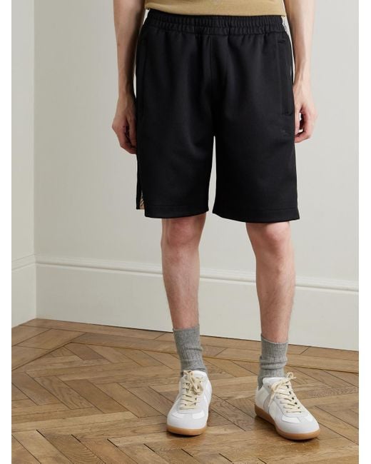 Burberry Black Straight-Leg Checked Jacquard-Knit Trimmed Tech-Jersey Shorts for men
