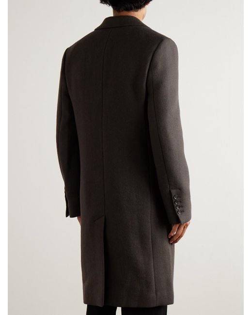 AMI Black Boiled Wool-Gabardine Coat for men