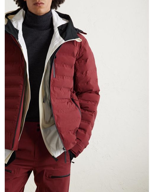 Aztech Mountain Red Pyramid Quilted Hooded Ski Jacket for men