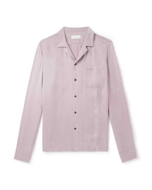 Dries Van Noten Pink Camp-Collar Washed Satin-Twill Shirt for men