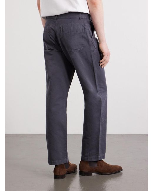 Mr P. Blue Straight-Leg Cotton And Linen-Blend Trousers for men