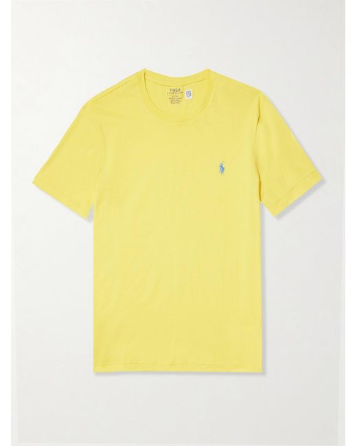 Polo Ralph Lauren Yellow Slim-fit Logo-embroidered Cotton-jersey T-shirt for men
