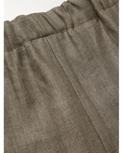 Piacenza 1733 Gray Tapered Linen-Twill Bermuda Shorts for men