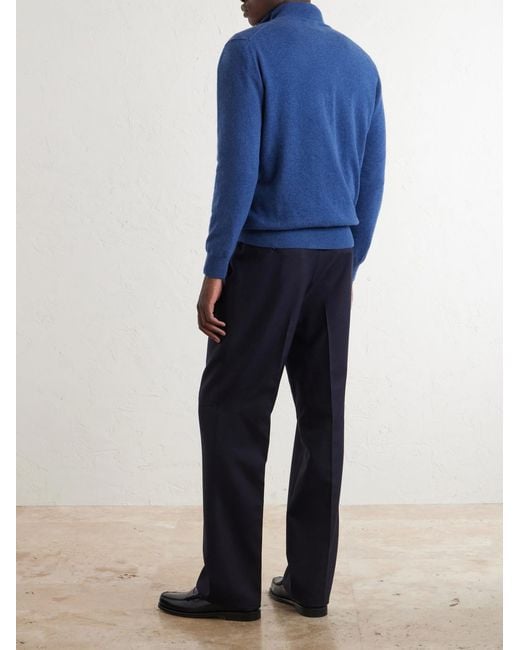 Altea Blue Virgin Wool Half-zip Sweater for men