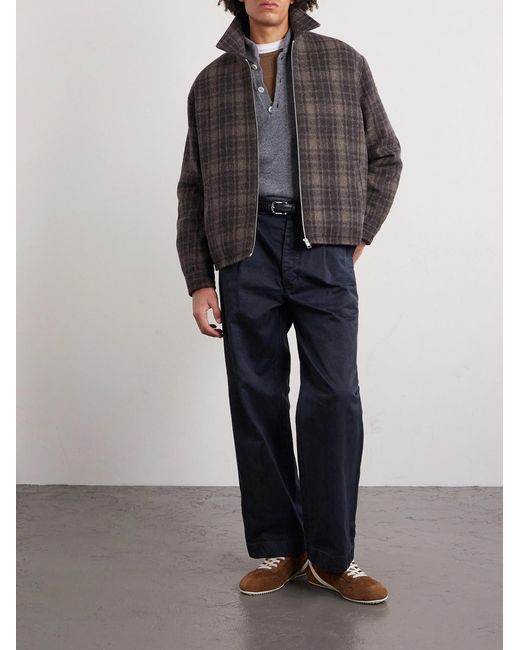 FRAME Black Padded Checked Virgin Wool-tweed Blouson Jacket for men