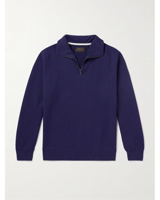Beams Plus Sweatshirt aus Baumwoll-Jersey mit kurzem Reißverschluss in Blue für Herren