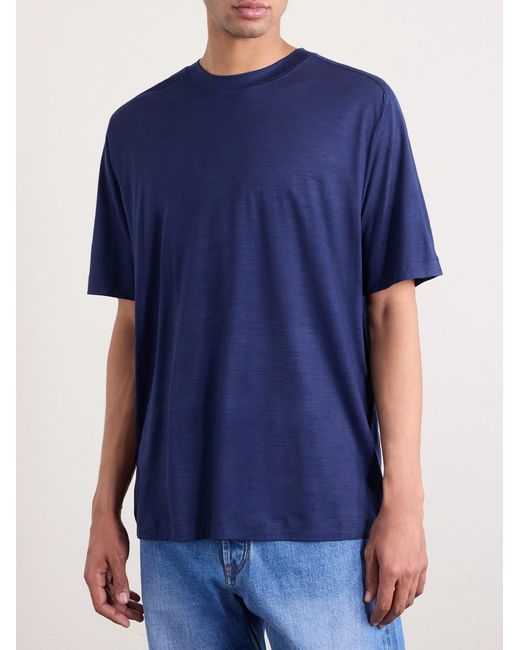 Sease Blue Runner Logo-print Merino Wool T-shirt for men