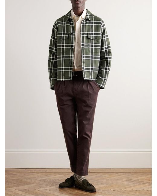 Mr P. Green Checked Cotton Overshirt for men