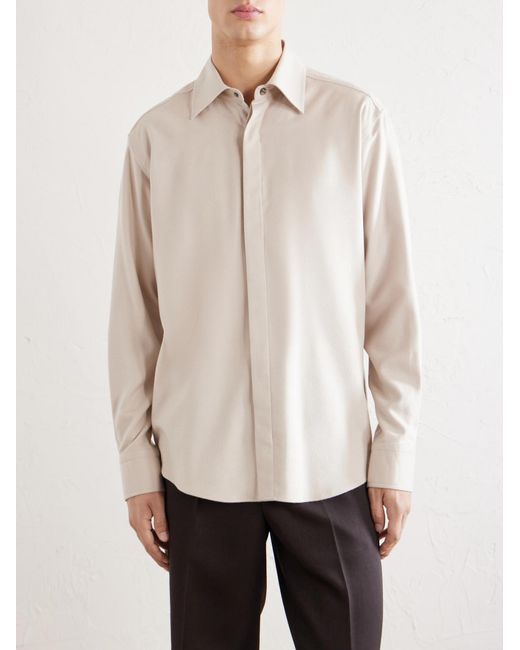 Herno White Silk And Cashmere-Blend Shirt for men