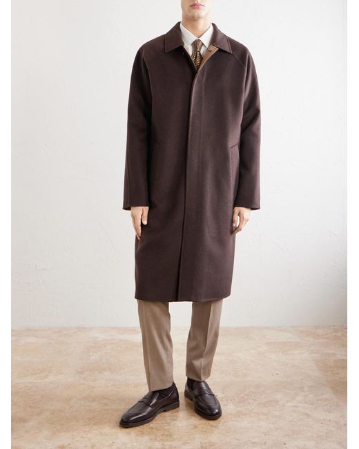 Kiton Brown Wool And Cashmere-Blend Coat for men