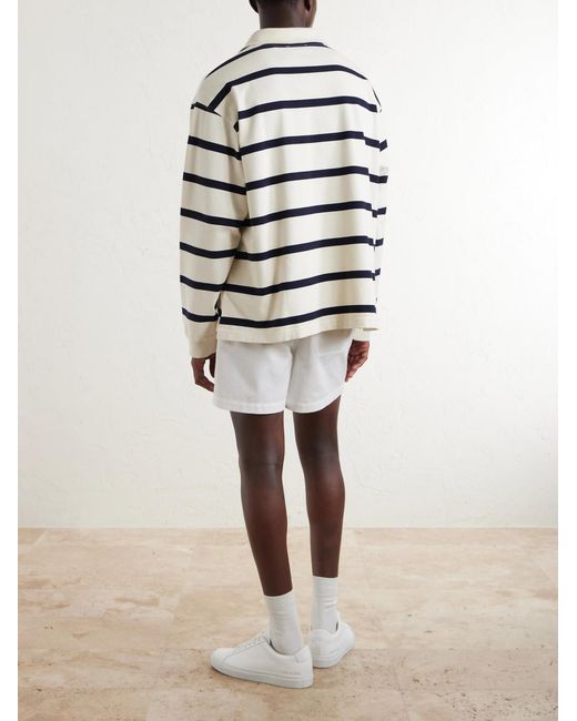 FRAME White Logo-Embroidered Striped Cotton Sweater for men