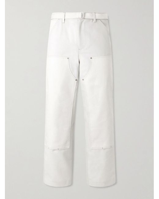 Sacai White Carhartt Wip Duck Wide-leg Belted Grain De Poudre And Cotton-canvas Trousers for men