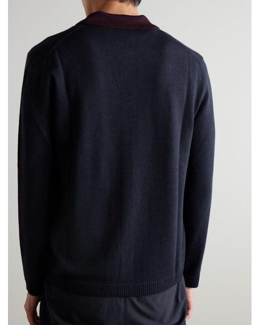 Mr P. Blue Two-tone Merino Wool Shirt for men