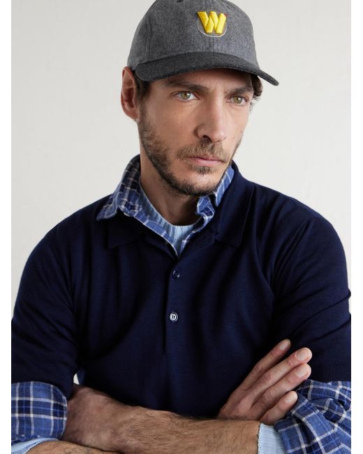 (w)taps Blue Logo-embroidered Wool-blend Flannel Baseball Cap