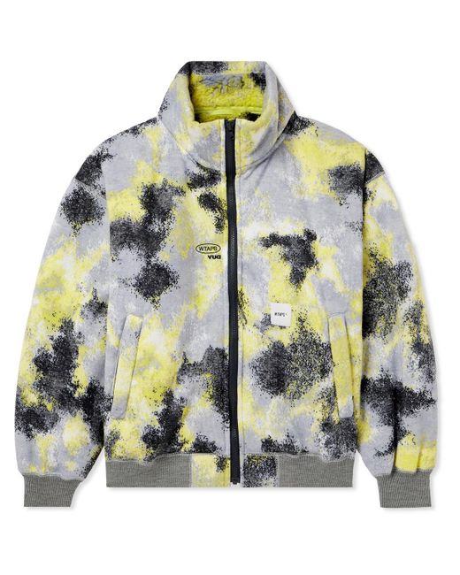 (w)taps Gray Logo-appliquéd Camouflage-print Fleece Jacket for men