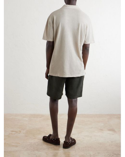 Sunspel Natural Linen-Piqué Polo Shirt for men