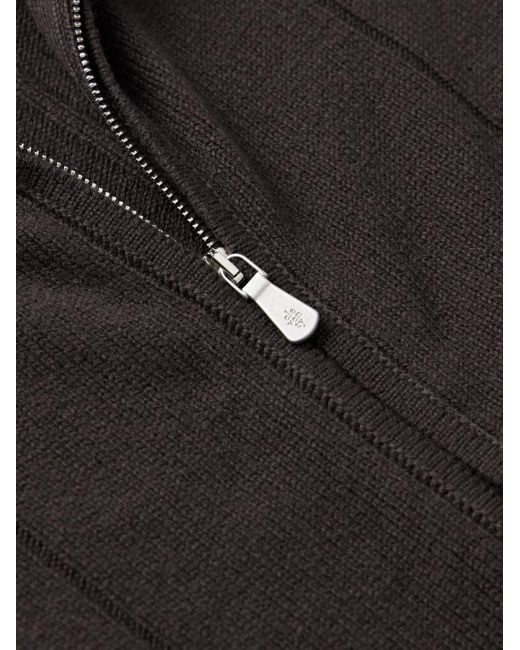 Eleventy Black Ribbed Wool Zip-up Cardigan for men