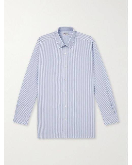 Charvet Blue Striped Cotton-Poplin Shirt for men