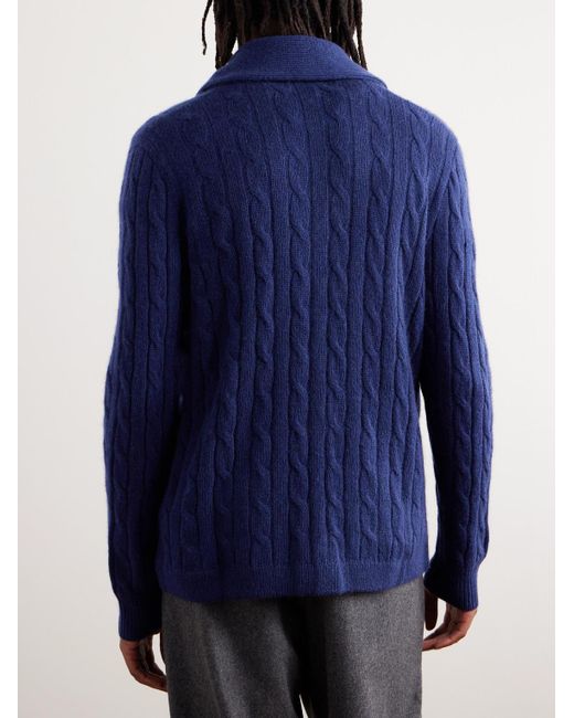 Polo Ralph Lauren Blue Shawl-collar Cable-knit Cashmere Cardigan for men