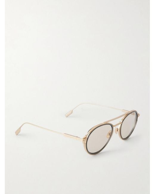 Zegna Natural Aviator-Frame Titanium Sunglasses for men