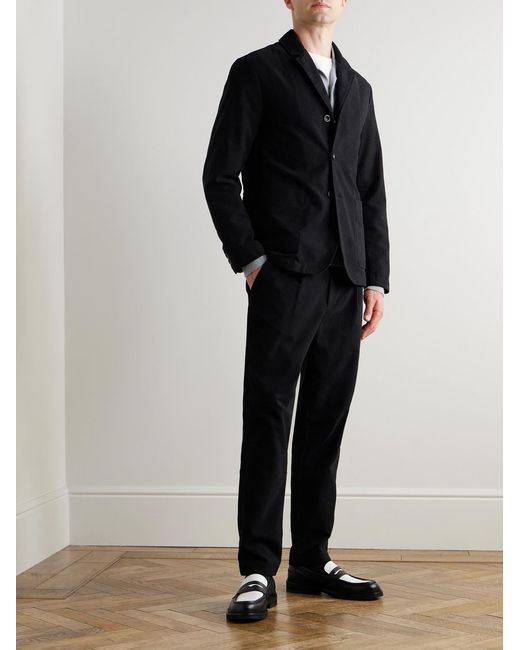 Mr P. Black Organic Cotton-Blend Moleskin Suit Jacket for men