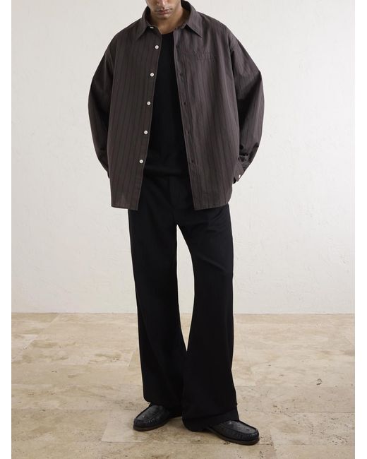 mfpen Brown Essay Pinstriped Cotton Shirt for men