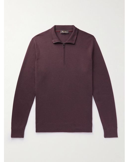 Loro Piana Purple Roadster Cashmere, Virgin Wool And Silk-blend Half-zip Sweater for men