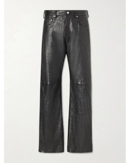 Rick Owens Gray Geth Wide-leg Full-grain Leather Trousers for men