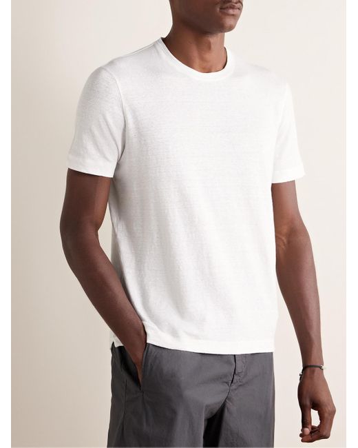Incotex White Zanone Stretch-linen T-shirt for men