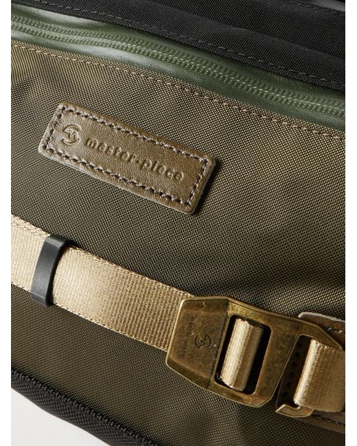 Master Piece Green Potential Leather-trimmed Cordura® Ballistic Nylon Belt Bag for men