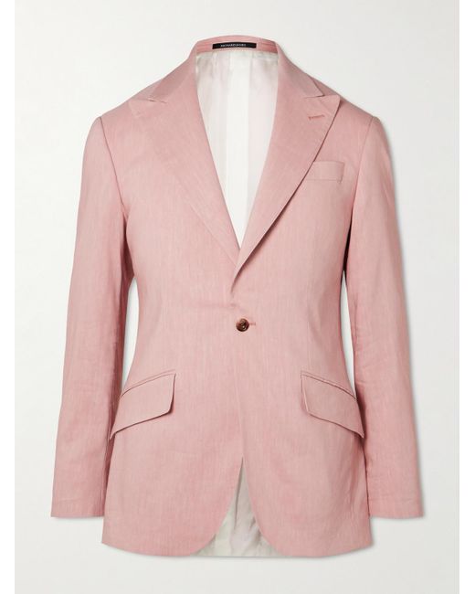 Richard James Pink Hyde Linen-blend Suit Jacket for men