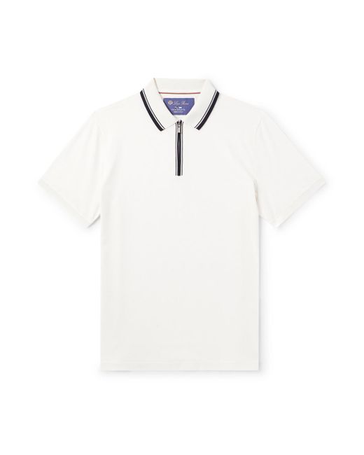 Loro Piana White Regatta Stretch-cotton Piqué Zip-up Polo Shirt for men