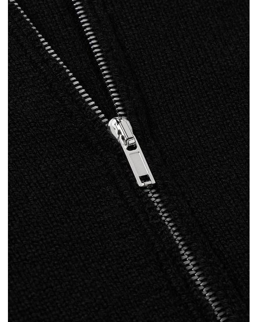 Rick Owens Black Las Palmas Ribbed Cashmere Zip-Up Hoodie for men