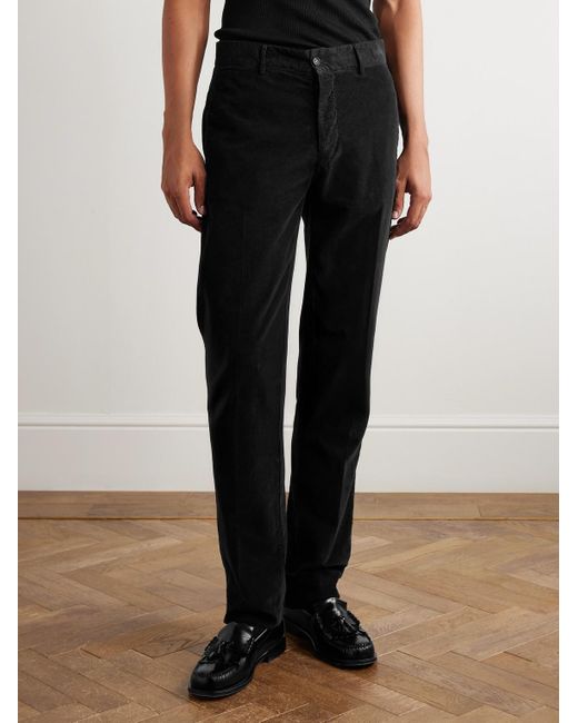Massimo Alba Black Straight-Leg Cotton-Corduroy Trousers for men