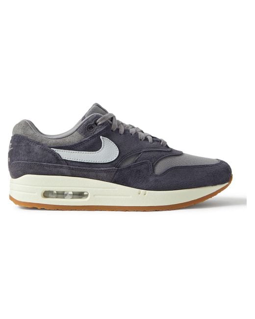 Oorzaak Botanist fontein Nike Air Max 1 Leather-trimmed Suede And Canvas Sneakers in Blue for Men |  Lyst